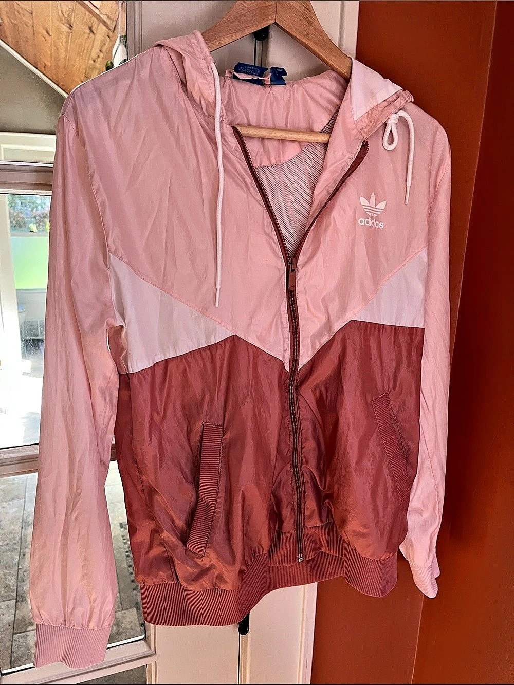 Adidas Color Block Jacket Pink & Red Small